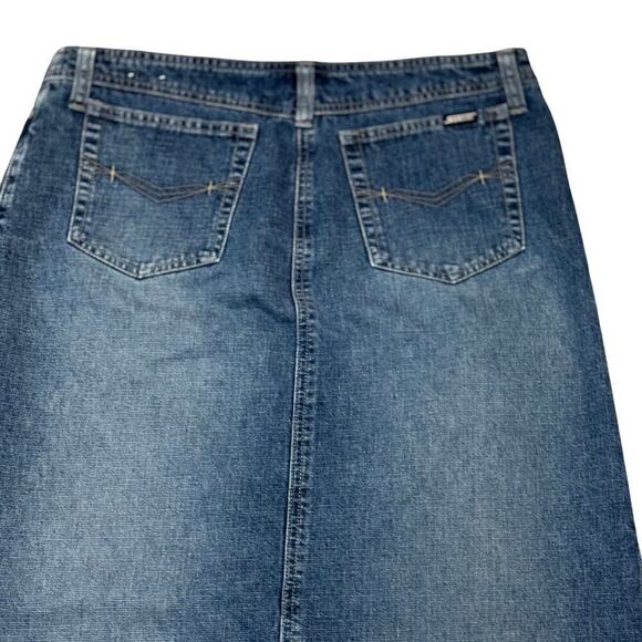 Vintage Stephen Hardy Squeeze Y2K Denim Skirt Button Fly Slit Size 10 - Picture 4 of 8